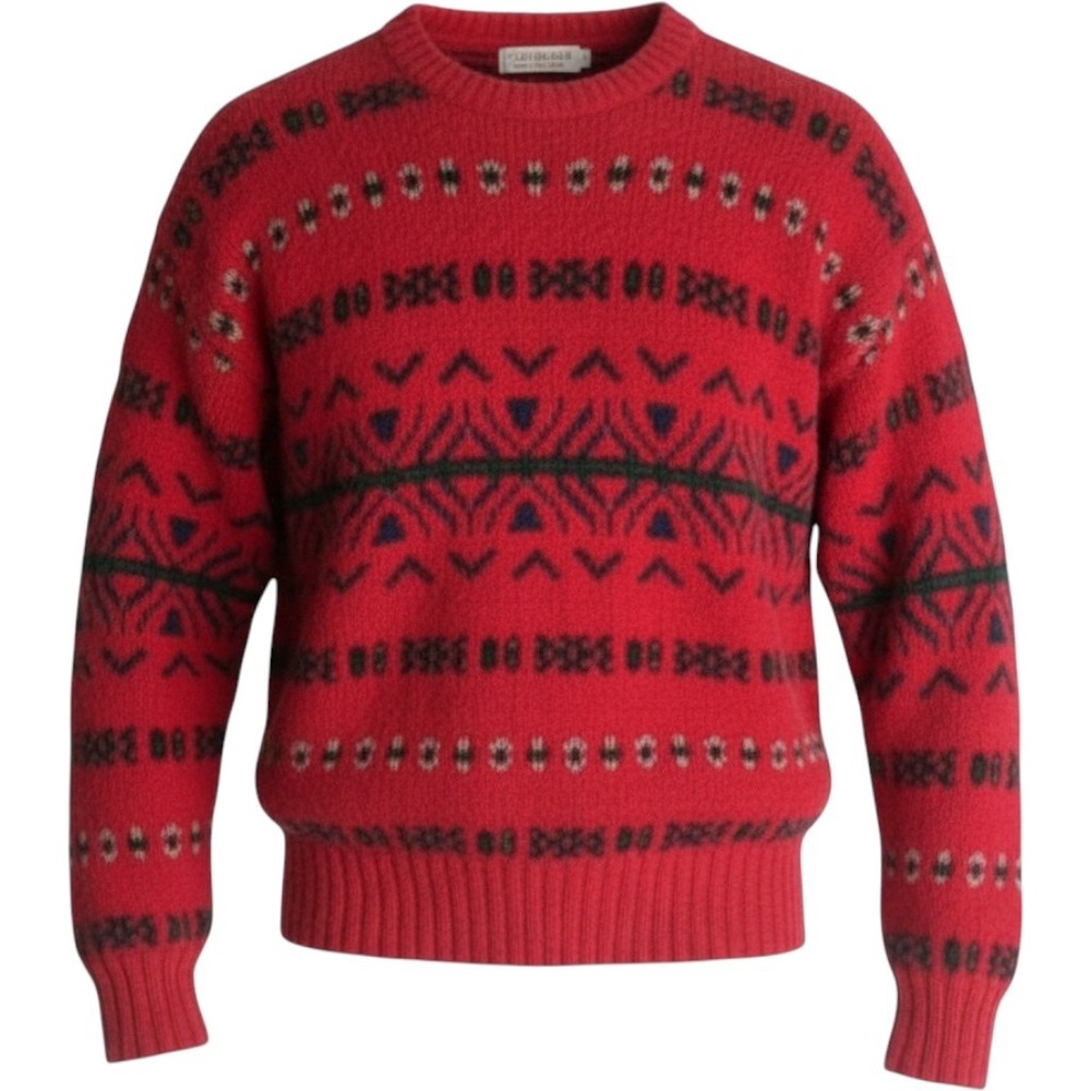 Vtg American Eagle Nordic Sweater Womens L XL Grandpa Oversized Chunky Knit Red